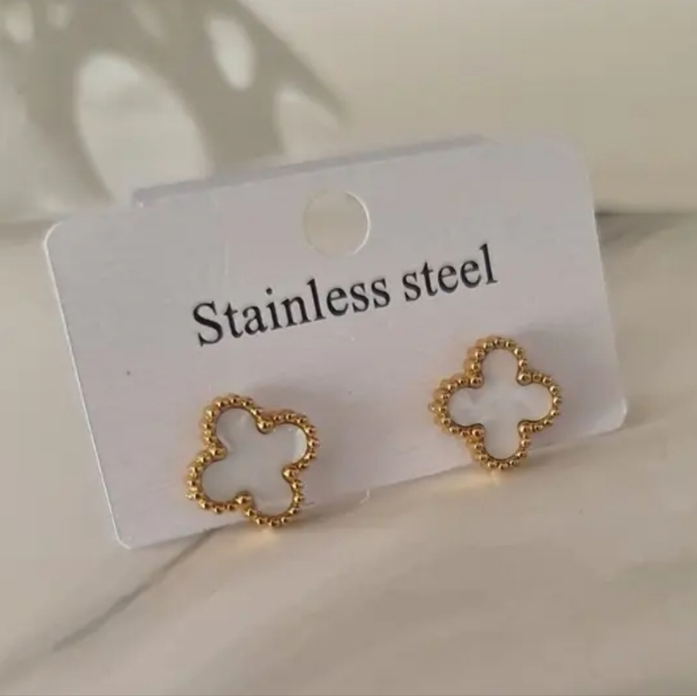 Petite Stainless Steel Clover Earrings
